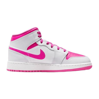 Jordan Air 1 Mid Grade School Iris Whisper/Fire Pink-White Velarano