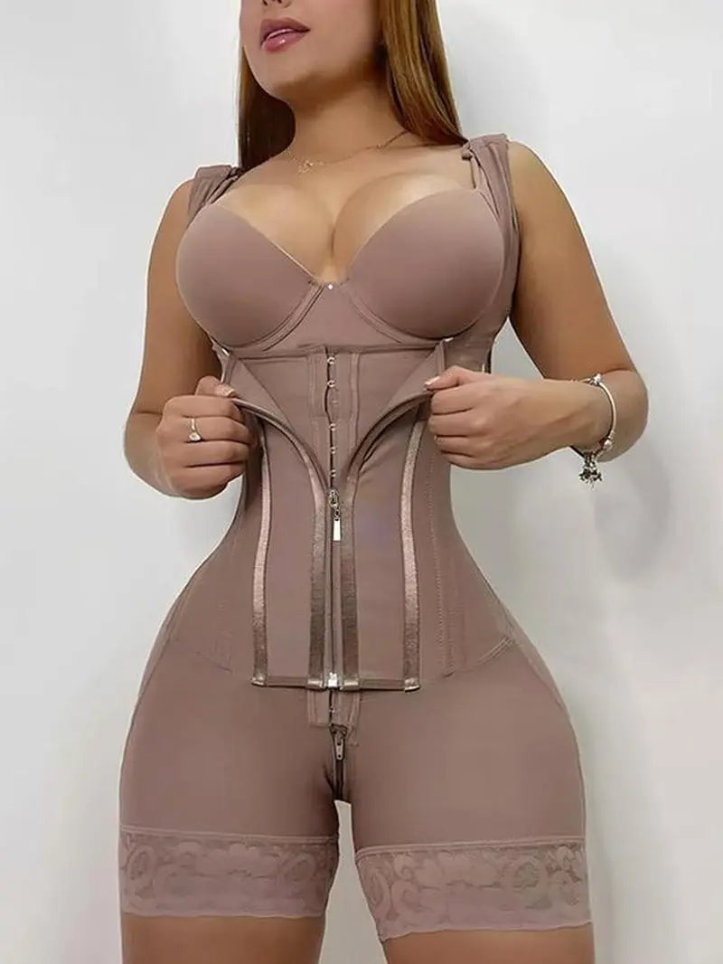 Christmas Women'S Solid Color Zipper Corset Shapewear Romper, Tummy Control Shaper, Women'S Shapewear for Daily Wear
