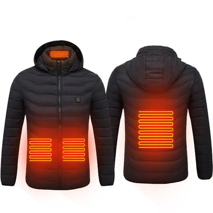 Winter Heated Jacket USB Electric Cotton Coat Zip-up Heater Thermal Clothing Heating Vest For Men Velarano
