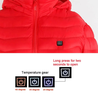 Winter Heated Jacket USB Electric Cotton Coat Zip-up Heater Thermal Clothing Heating Vest For Men Velarano