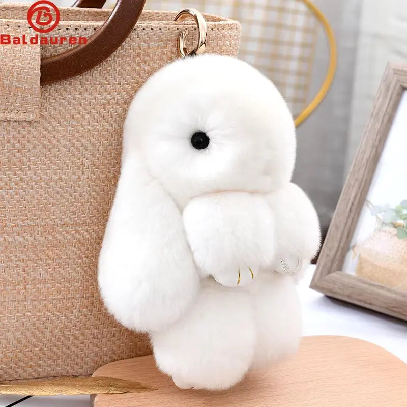 Three Model Size 100% Natural Rex Rabbit Fur Cute Fluffy Bunny Keychain Real Fur Key Chains Bag Toys Doll Lovely Keyring Pendant