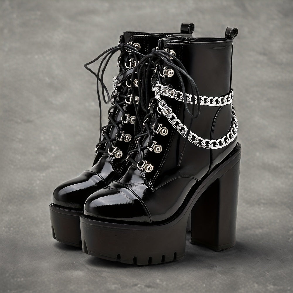 Women's Black Gothic  High Heel Boots