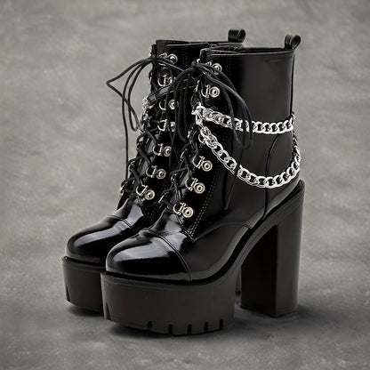 Women's Black Gothic  High Heel Boots