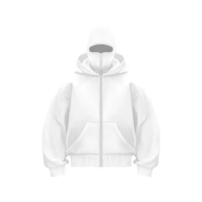 Men and Women Balaclava Y2K Gothic Harajuku Autumn and Winter New Item Double Hooded Sweatshirt Men'S Mask Zipper Sportswear