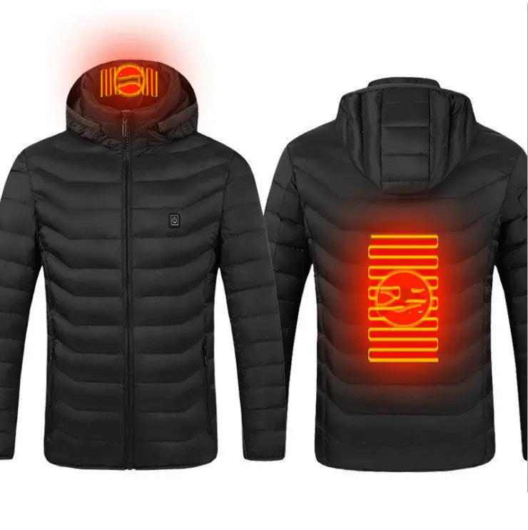 Winter Heated Jacket USB Electric Cotton Coat Zip-up Heater Thermal Clothing Heating Vest For Men Velarano