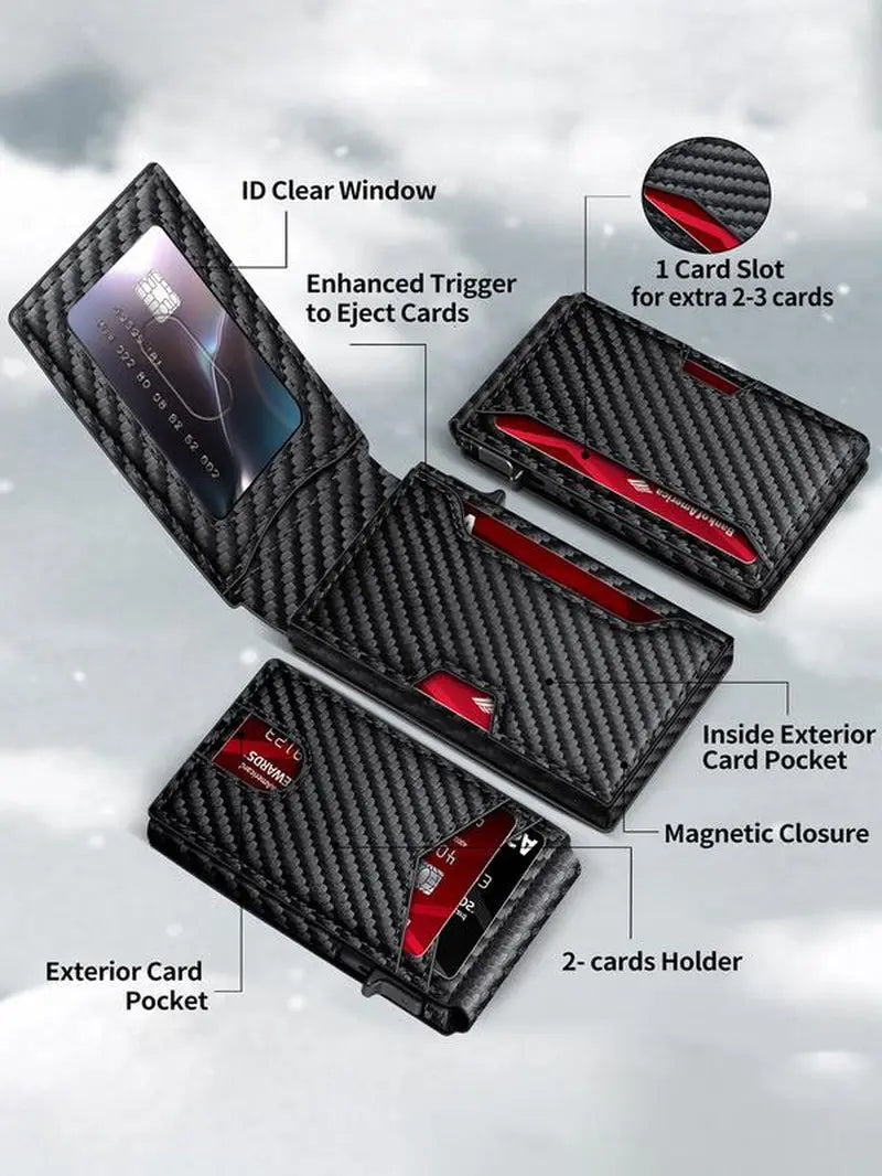 Men'S Business Matching Rfid Blocking Wallet, Simple Plain Multi Card Slots Wallet, Minimalist Card Holder Wallet for Men, Trifold Card Holder