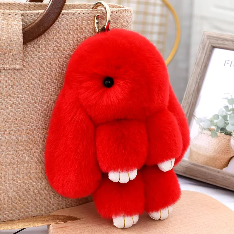 Three Model Size 100% Natural Rex Rabbit Fur Cute Fluffy Bunny Keychain Real Fur Key Chains Bag Toys Doll Lovely Keyring Pendant