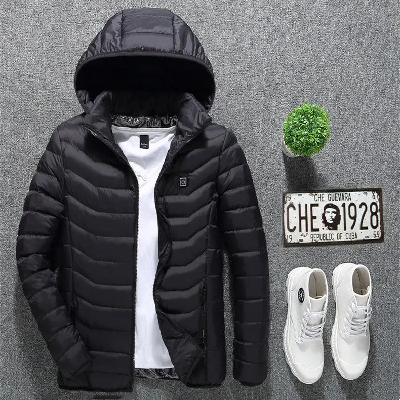 Winter Heated Jacket USB Electric Cotton Coat Zip-up Heater Thermal Clothing Heating Vest For Men Velarano