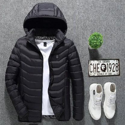 Winter Heated Jacket USB Electric Cotton Coat Zip-up Heater Thermal Clothing Heating Vest For Men Velarano