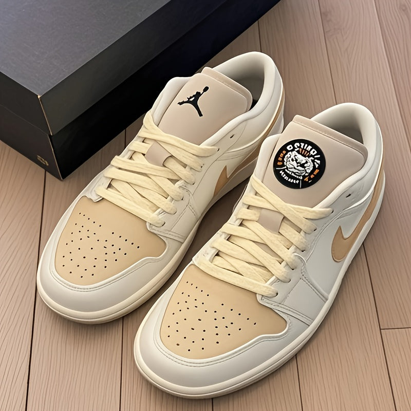 Jordan Air Jordan 1 Low Dongdan Men's Low - top Retro Basketball Shoes. Soft and comfortable, with excellent slip - resistance and wear - resistance. In white and brown colorway, Style Code: IB8855 - 121 Velarano