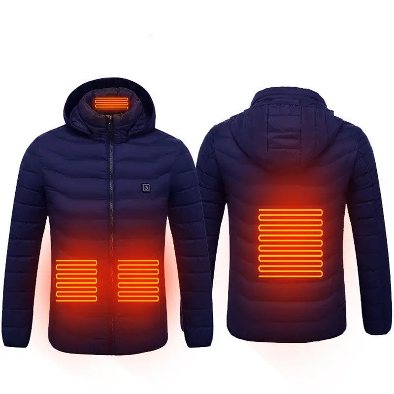 Winter Heated Jacket USB Electric Cotton Coat Zip-up Heater Thermal Clothing Heating Vest For Men Velarano