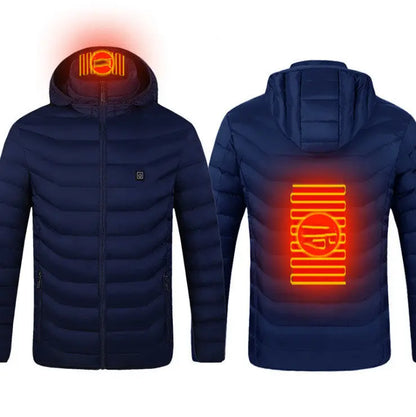 Winter Heated Jacket USB Electric Cotton Coat Zip-up Heater Thermal Clothing Heating Vest For Men Velarano