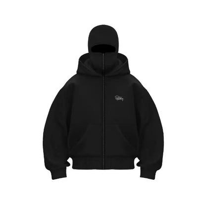 Men and Women Balaclava Y2K Gothic Harajuku Autumn and Winter New Item Double Hooded Sweatshirt Men'S Mask Zipper Sportswear