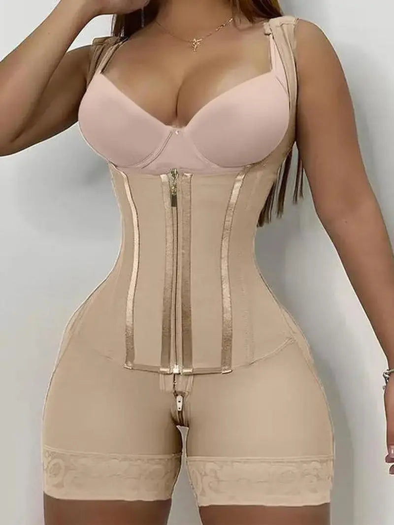 Christmas Women'S Solid Color Zipper Corset Shapewear Romper, Tummy Control Shaper, Women'S Shapewear for Daily Wear