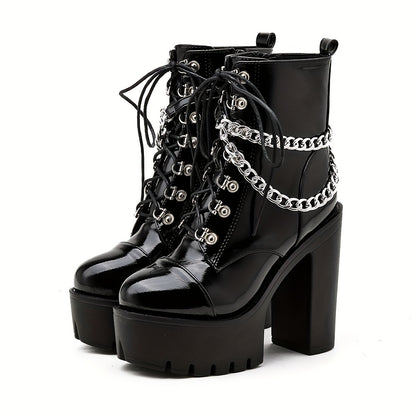 Women's Black Gothic  High Heel Boots