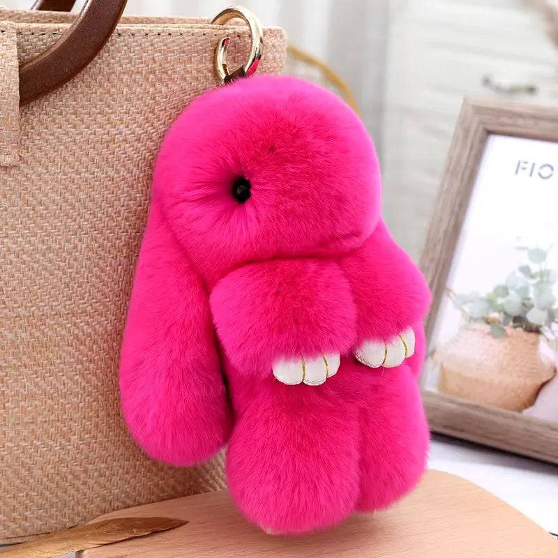 Three Model Size 100% Natural Rex Rabbit Fur Cute Fluffy Bunny Keychain Real Fur Key Chains Bag Toys Doll Lovely Keyring Pendant