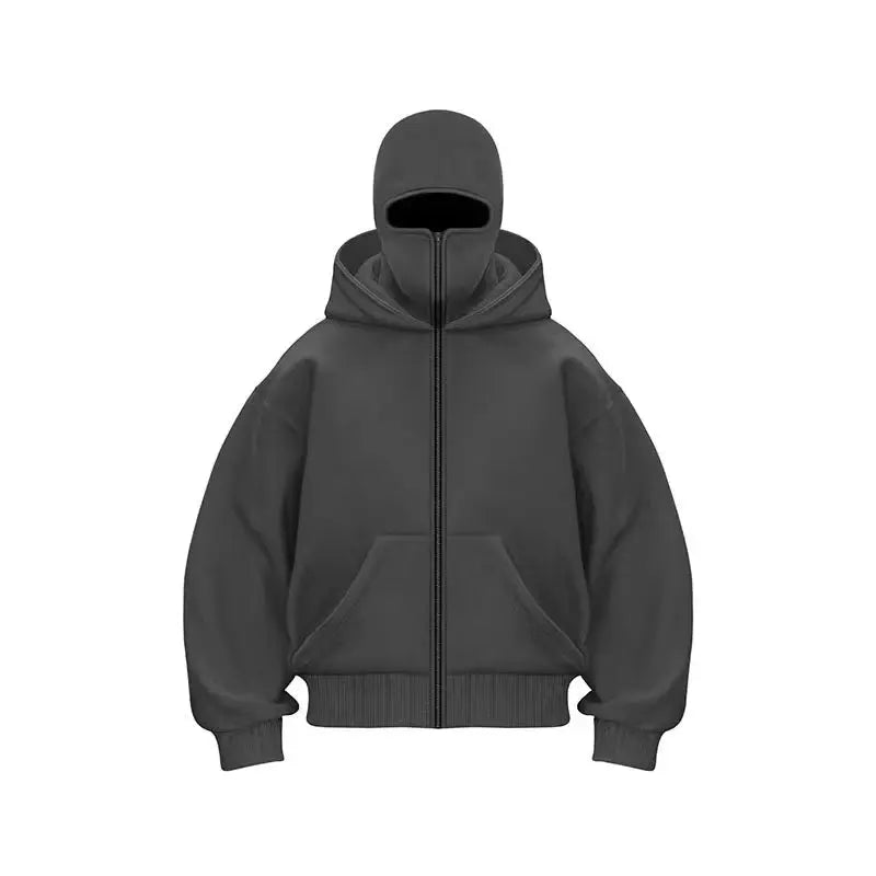 Men and Women Balaclava Y2K Gothic Harajuku Autumn and Winter New Item Double Hooded Sweatshirt Men'S Mask Zipper Sportswear