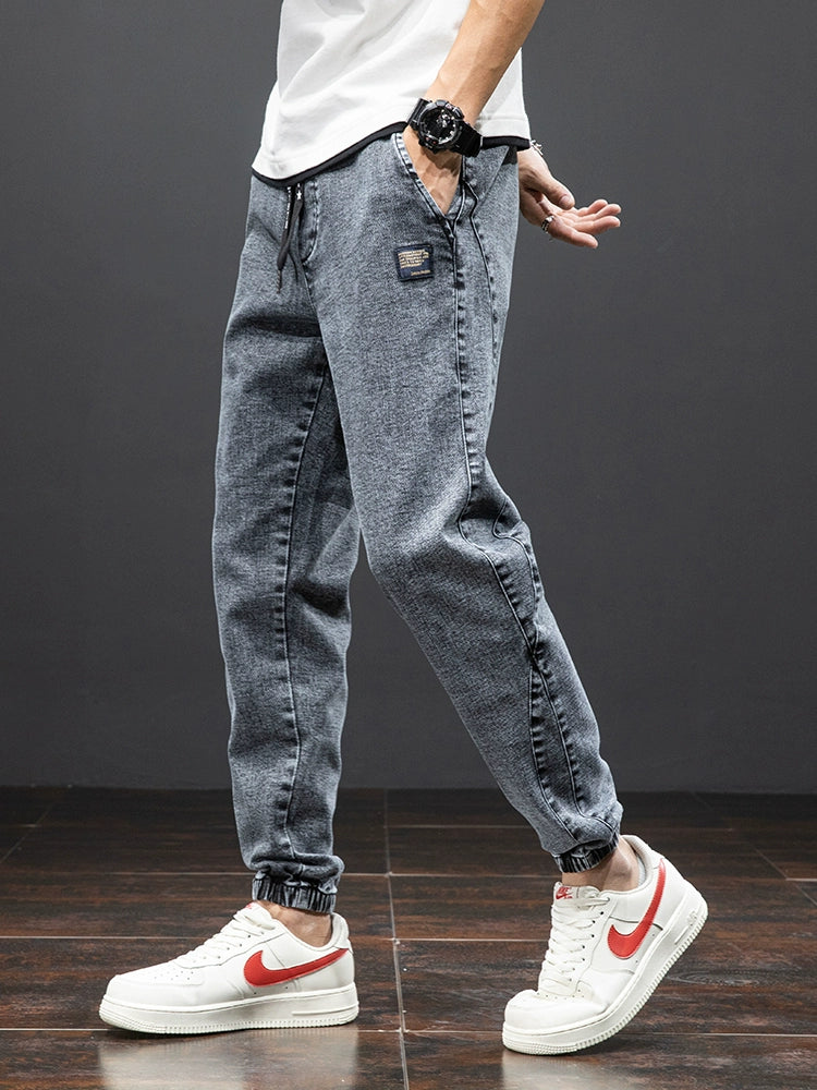 Black Blue Cargo Jeans Men Denim Jogger Pants Baggy Trousers