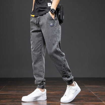 Black Blue Cargo Jeans Men Denim Jogger Pants Baggy Trousers