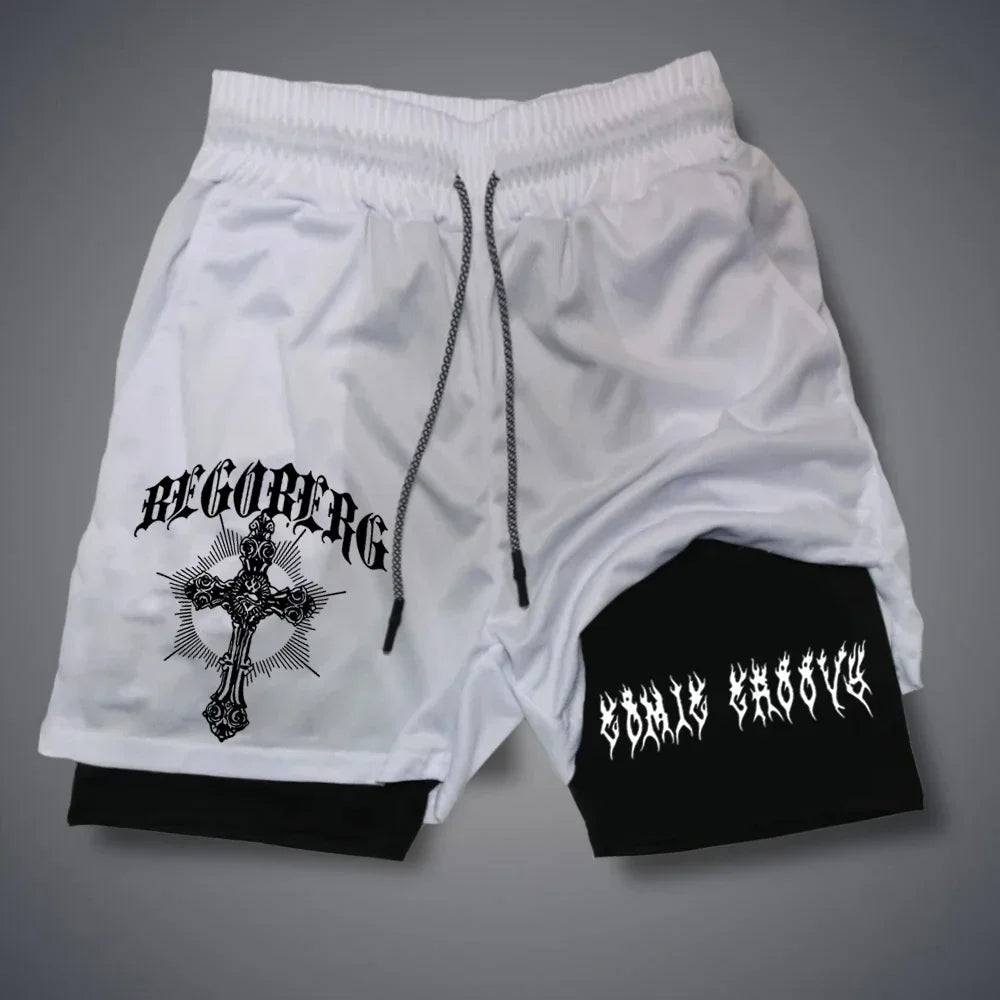 Men Sports Shorts Gothic Pattern