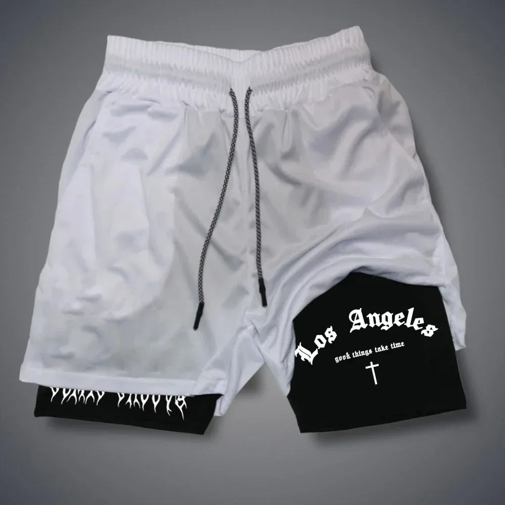 Men Sports Shorts Gothic Pattern