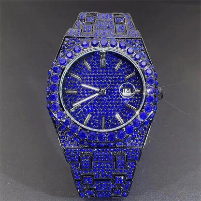 Fashion Iced Out Silver Mens Watch Luxury