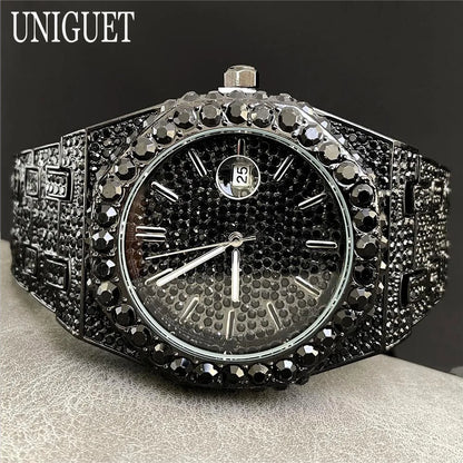 Fashion Iced Out Silver Mens Watch Luxury