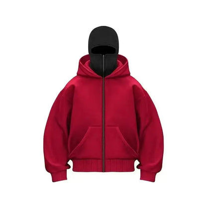 Men and Women Balaclava Y2K Gothic Harajuku Autumn and Winter New Item Double Hooded Sweatshirt Men'S Mask Zipper Sportswear