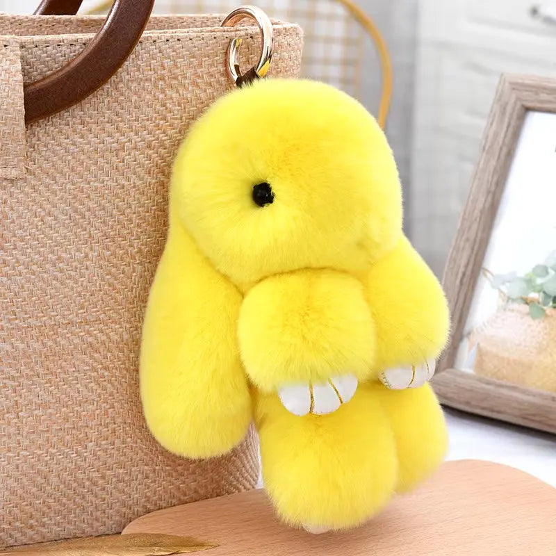 Three Model Size 100% Natural Rex Rabbit Fur Cute Fluffy Bunny Keychain Real Fur Key Chains Bag Toys Doll Lovely Keyring Pendant