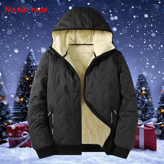 Men'S Autumn and Winter Hooded Lamb Woolen Cotton Jacket - Warm and Puffed Full Zipper Jacket with Soft Polyester Lining, Zipper Pockets, Suitable for Cold Weather - Machine Washable, Regular Fit. Menswear Coats Menswear Coats Stylish Tops Beige Casual