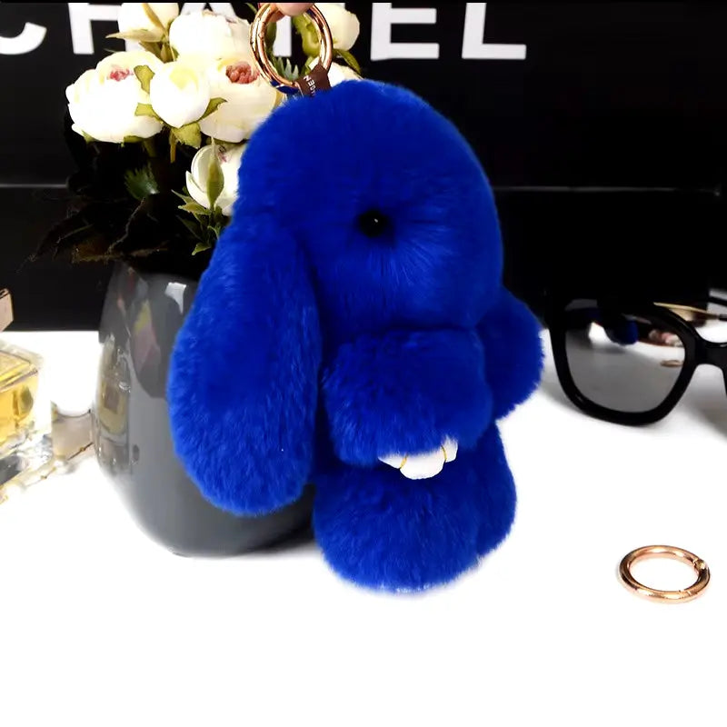 Three Model Size 100% Natural Rex Rabbit Fur Cute Fluffy Bunny Keychain Real Fur Key Chains Bag Toys Doll Lovely Keyring Pendant