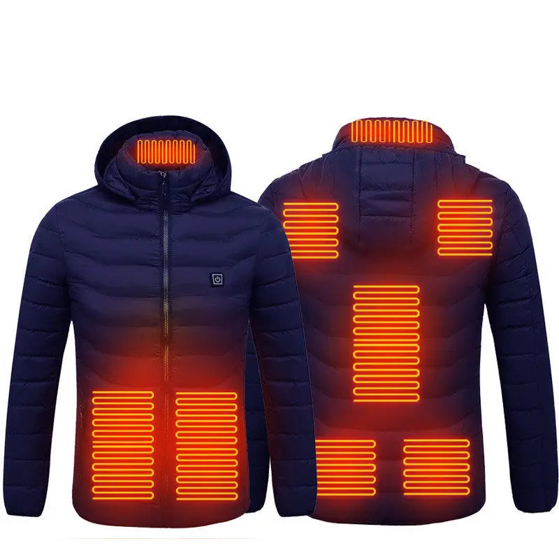 Winter Heated Jacket USB Electric Cotton Coat Zip-up Heater Thermal Clothing Heating Vest For Men Velarano