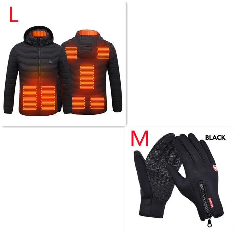 Winter Heated Jacket USB Electric Cotton Coat Zip-up Heater Thermal Clothing Heating Vest For Men Velarano