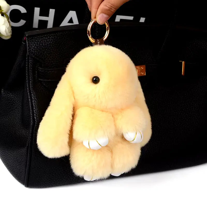Three Model Size 100% Natural Rex Rabbit Fur Cute Fluffy Bunny Keychain Real Fur Key Chains Bag Toys Doll Lovely Keyring Pendant