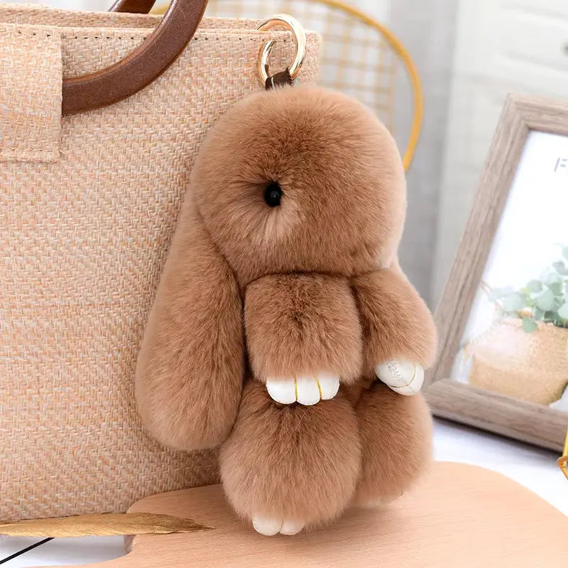 Three Model Size 100% Natural Rex Rabbit Fur Cute Fluffy Bunny Keychain Real Fur Key Chains Bag Toys Doll Lovely Keyring Pendant