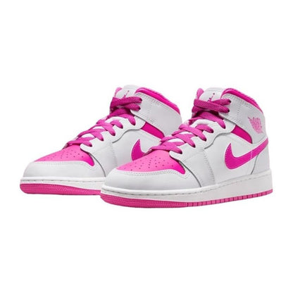 Jordan Air 1 Mid Grade School Iris Whisper/Fire Pink-White Velarano