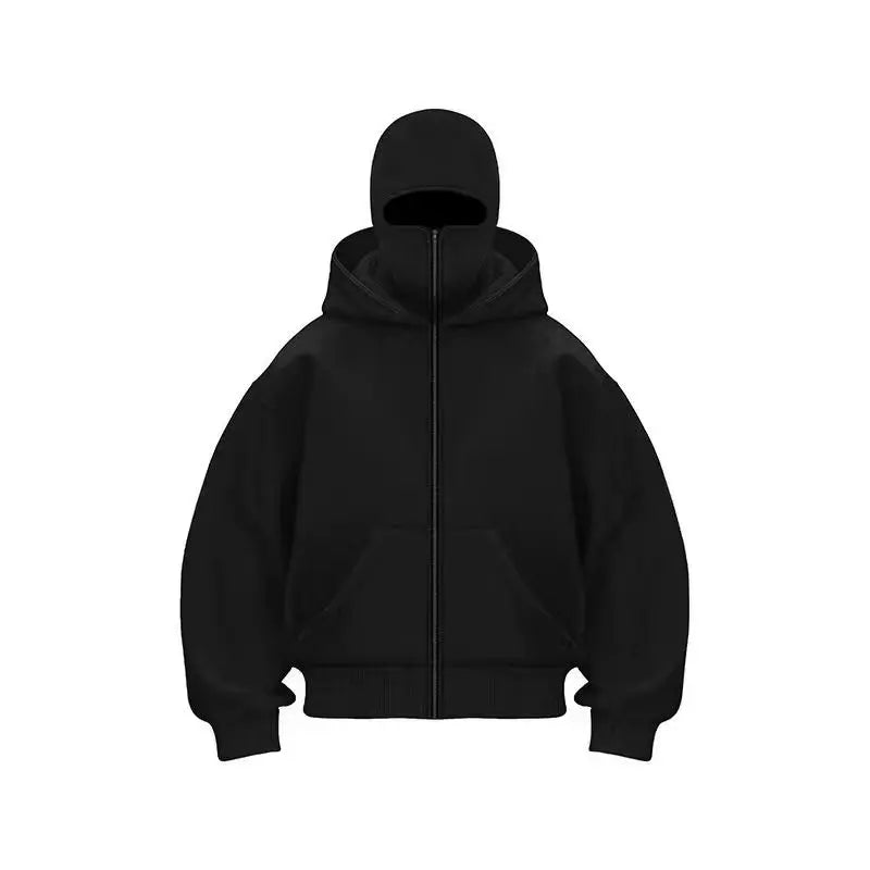 Men and Women Balaclava Y2K Gothic Harajuku Autumn and Winter New Item Double Hooded Sweatshirt Men'S Mask Zipper Sportswear