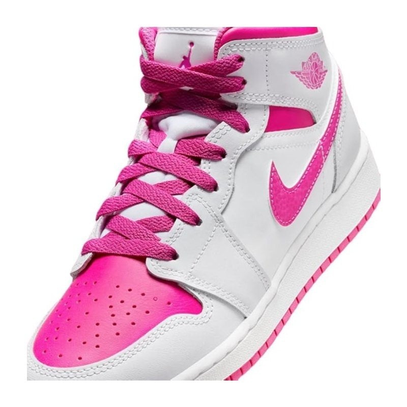 Jordan Air 1 Mid Grade School Iris Whisper/Fire Pink-White Velarano