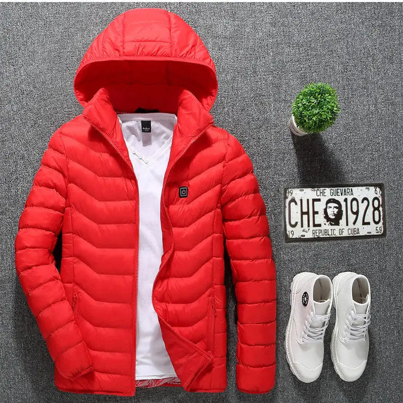 Winter Heated Jacket USB Electric Cotton Coat Zip-up Heater Thermal Clothing Heating Vest For Men Velarano